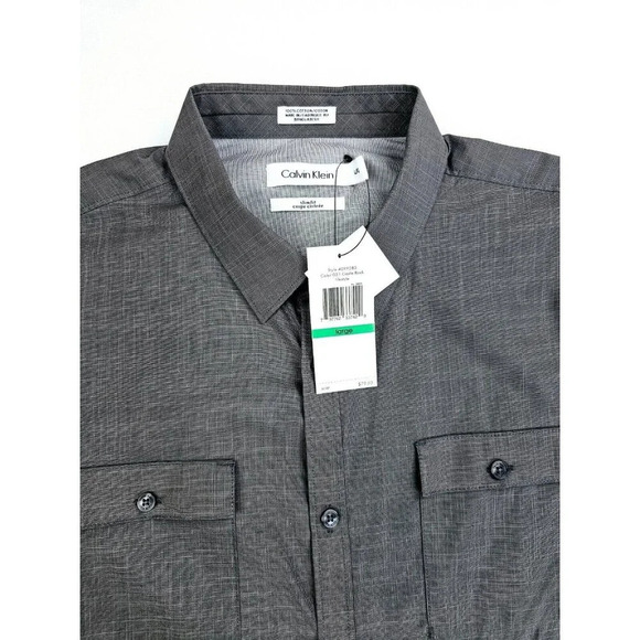 Calvin Klein Slim Fit Size Large Men's Charcoal Gray Elbow Buttons L/S Shirt NWT - Picture 7 of 13